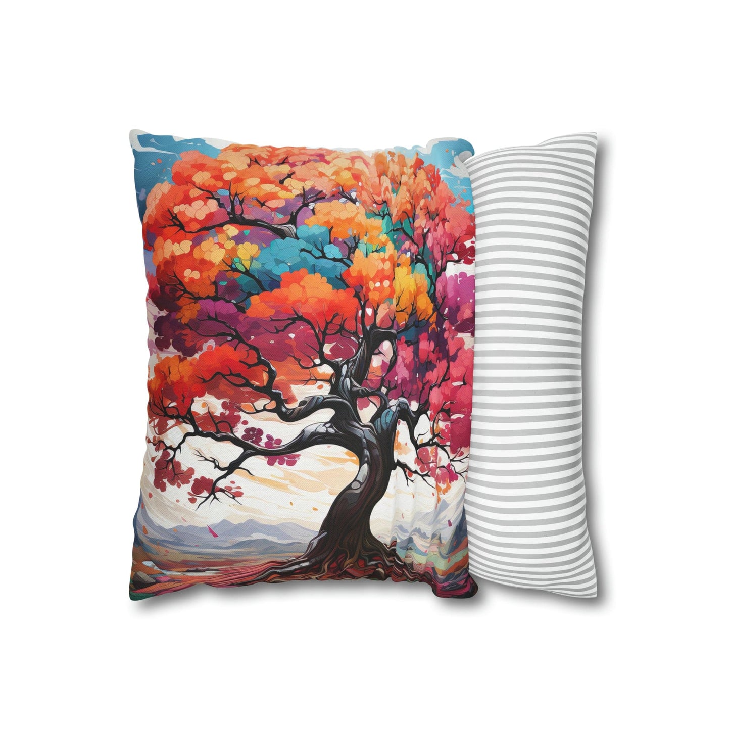 Decorative Throw Pillow Cover - Multicolor Psychedelic Tree