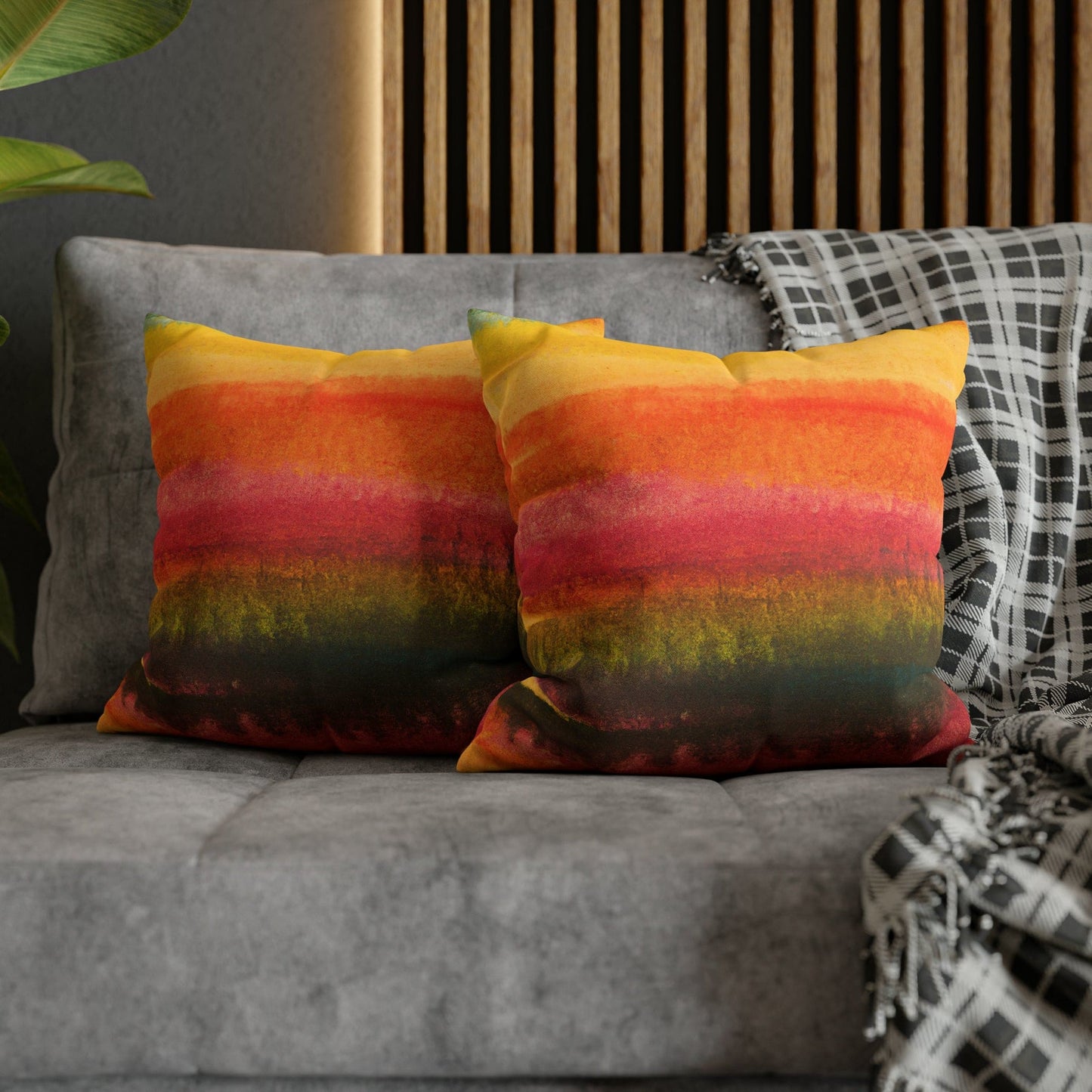 Decorative Throw Pillow Cover - Autumn Fall Watercolors