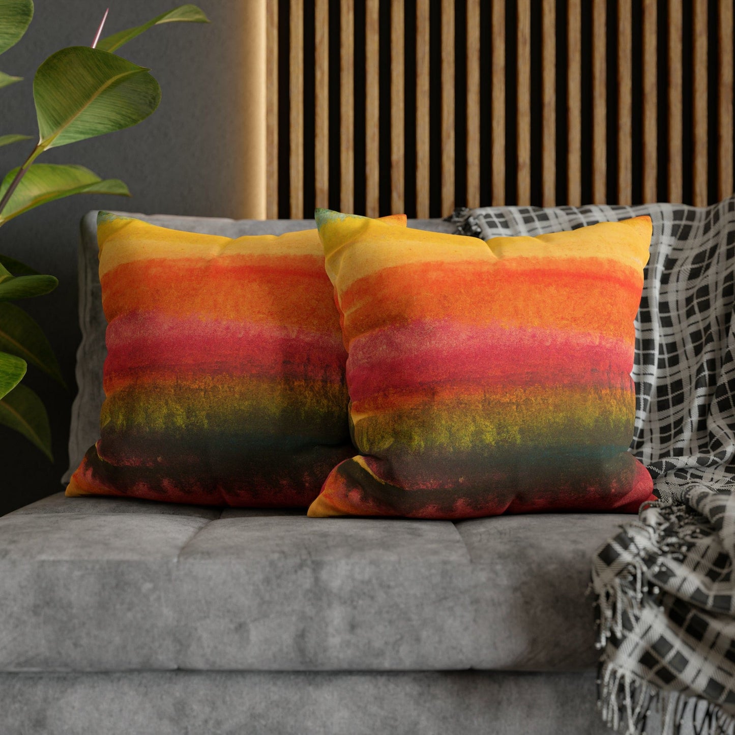 Decorative Throw Pillow Cover - Autumn Fall Watercolors