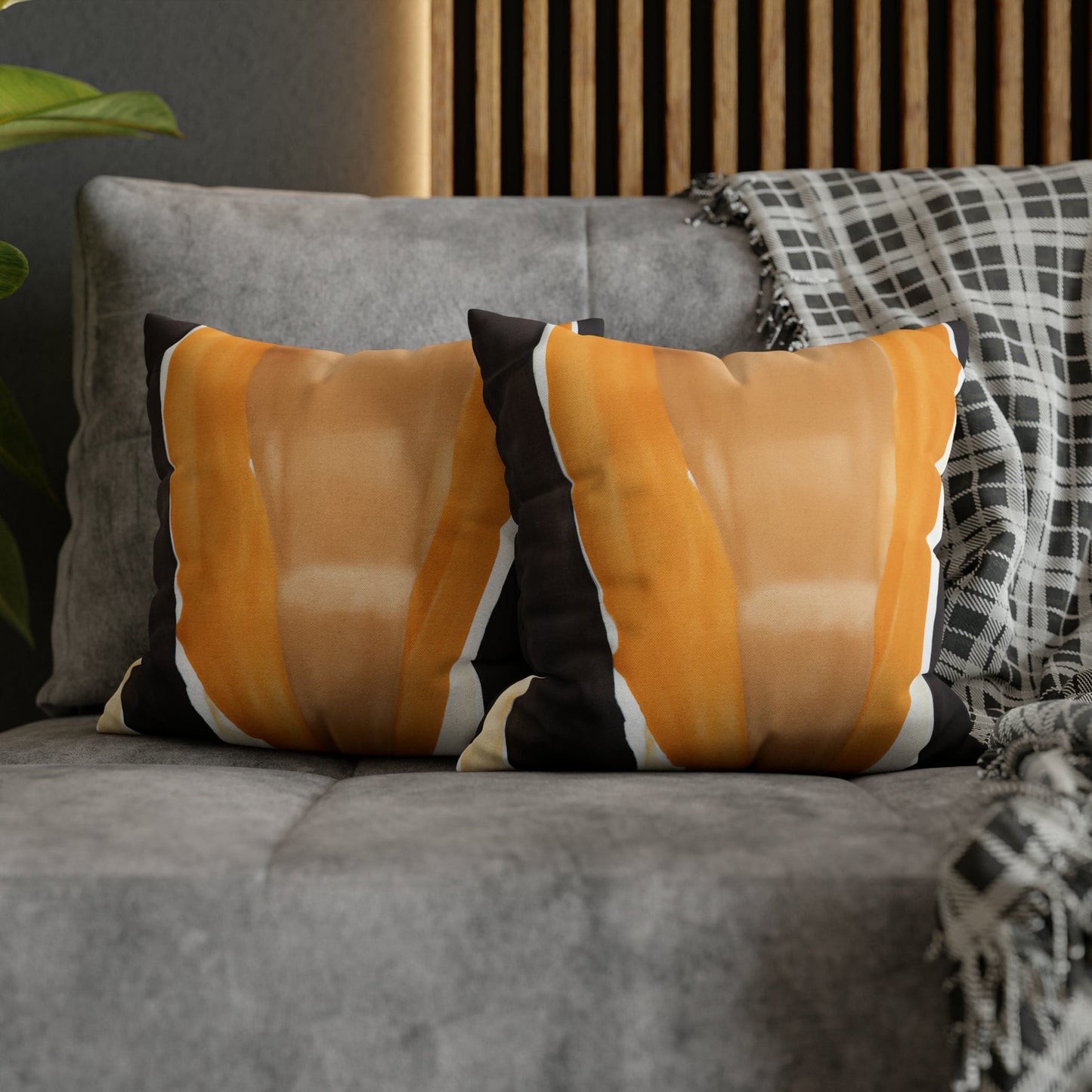 Decorative Throw Pillow Cover - Golden Yellow Brown Abstract Pattern