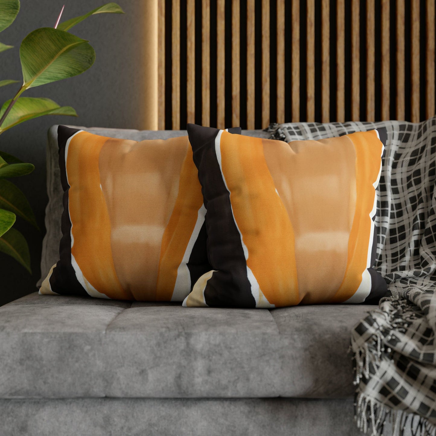 Decorative Throw Pillow Cover - Golden Yellow Brown Abstract Pattern