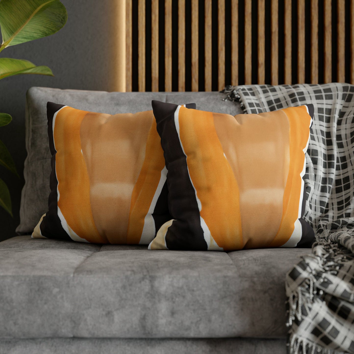 Decorative Throw Pillow Cover - Golden Yellow Brown Abstract Pattern