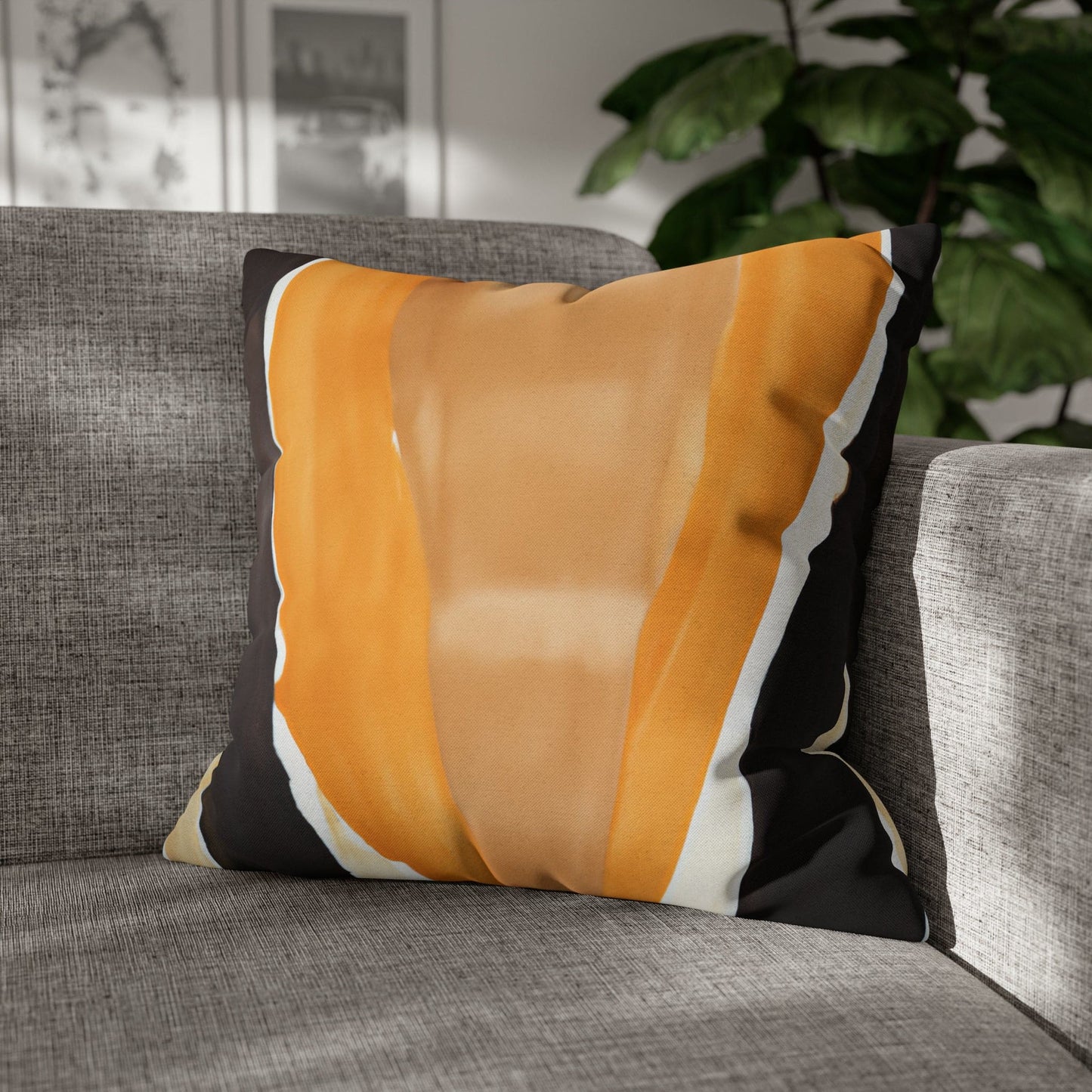 Decorative Throw Pillow Cover - Golden Yellow Brown Abstract Pattern