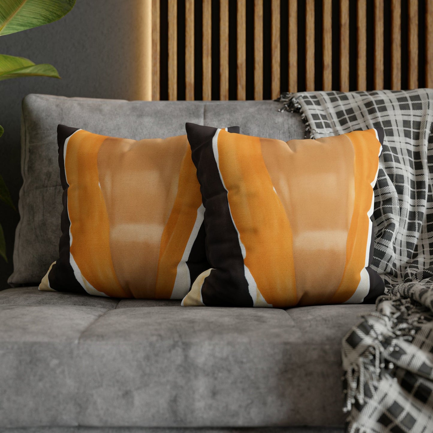 Decorative Throw Pillow Cover - Golden Yellow Brown Abstract Pattern