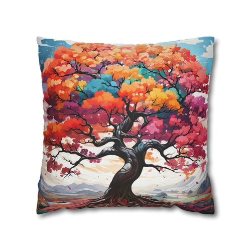 Decorative Throw Pillow Cover - Multicolor Psychedelic Tree