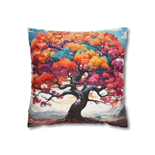 Decorative Throw Pillow Cover - Multicolor Psychedelic Tree