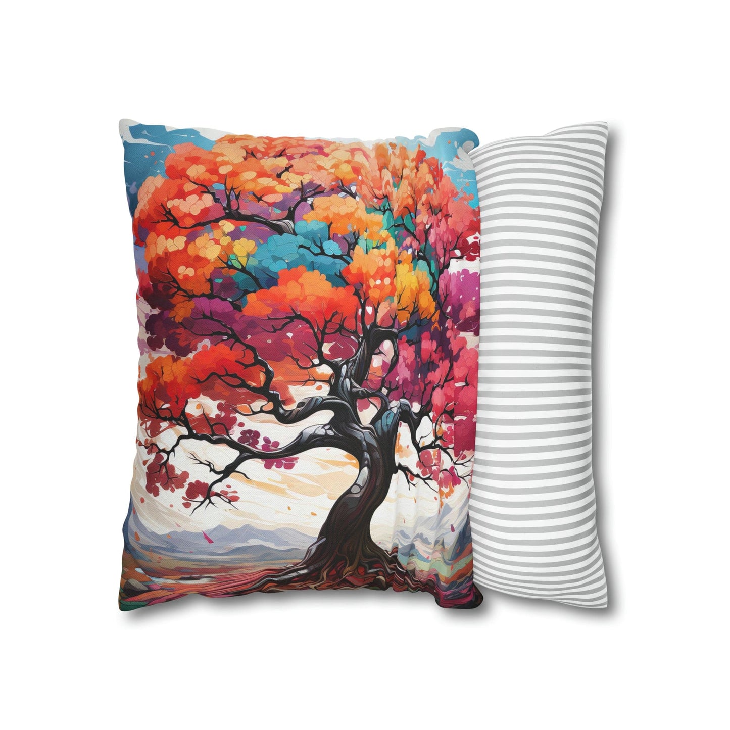 Decorative Throw Pillow Cover - Multicolor Psychedelic Tree