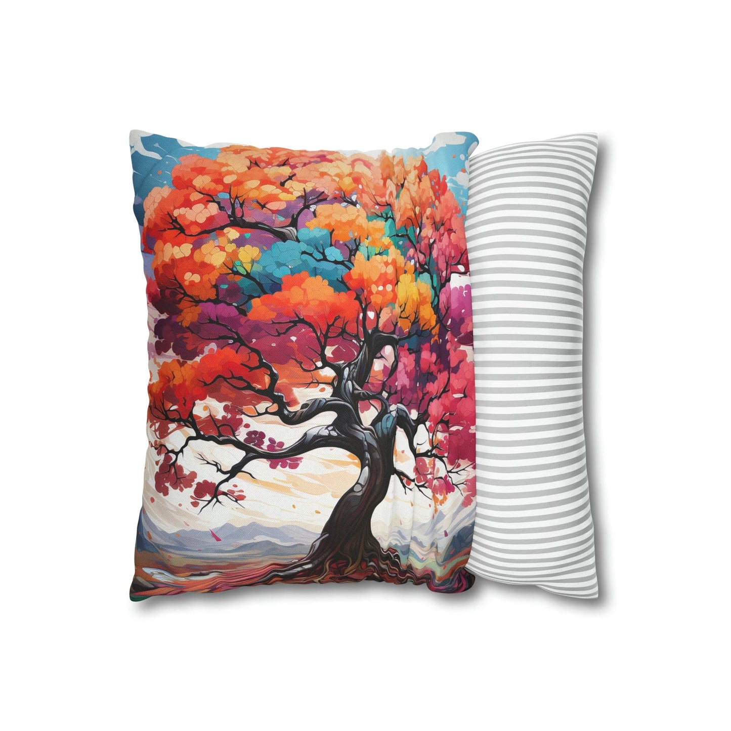 Decorative Throw Pillow Cover - Multicolor Psychedelic Tree