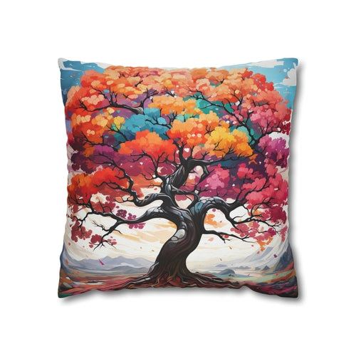Decorative Throw Pillow Cover - Multicolor Psychedelic Tree