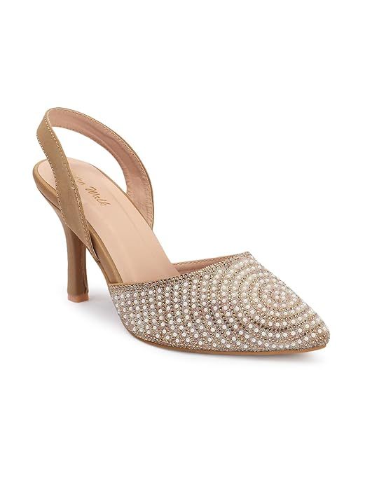 Retro Walk Women Pointed Toe Kitten Heels (Size-UK-7) (Color-TAN)