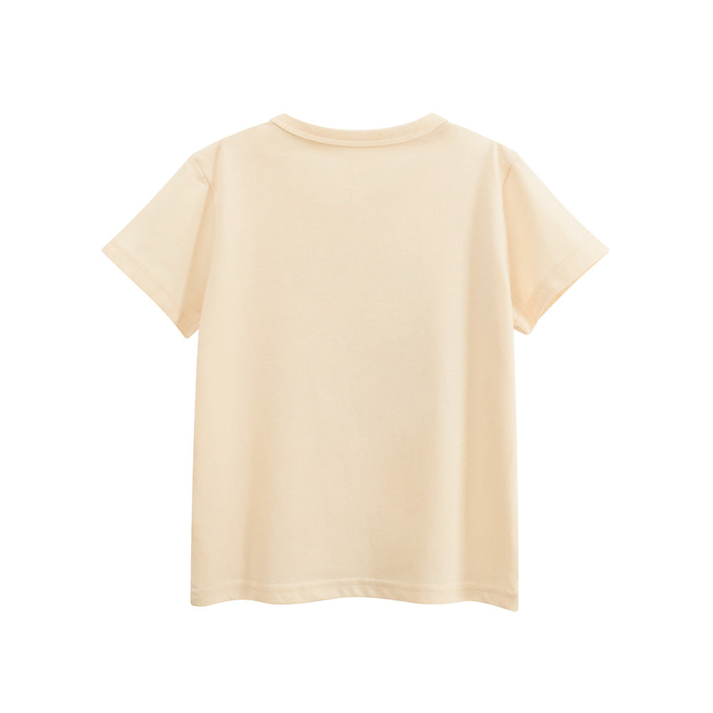 Summer Girls’ Animals Cartoon and Letters Print T-shirt in European